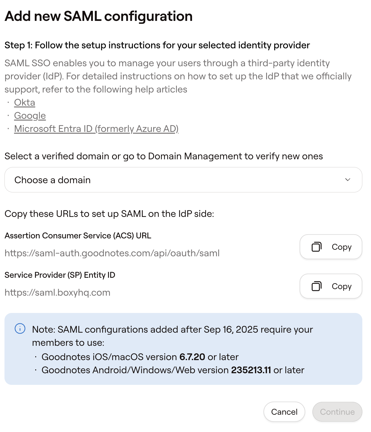 How to setup SAML SSO in the Admin Console